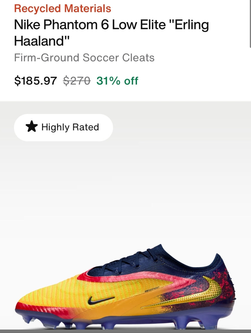 Nike Men's Soccer Boots in Yellow, Red, Blue